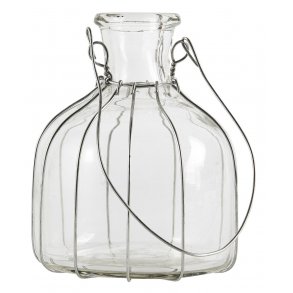 Flaske til bedelys eller blomster med wire