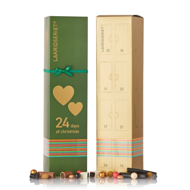 Lakridseriet julekalender i grn og guld design