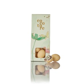 Brune dragg med stracciatella i lysgrn Cocoture dragbox med blomster