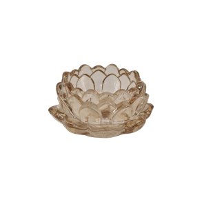 Fyrfadsstage i champagne farvet glas 