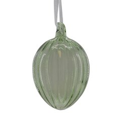 Glas g med riller stor grn.