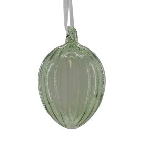 Glas g med riller stor grn.