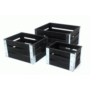 Trkasser st 3 stk. sort med metal kant