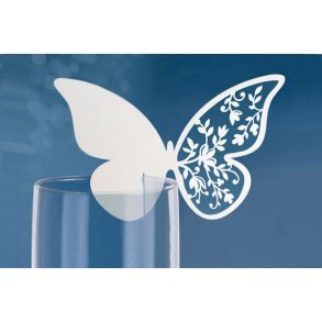 Bordkort sommerfugl stor hvid 10stk