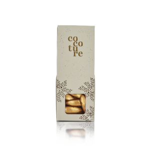 55-60g mandler med fldechokolade & guldpulver i gr Cocoture dragbox