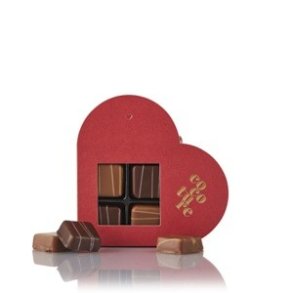 4stk. fyldte konfektstykker i rd Cocoture hjerteske