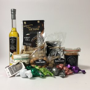 Gavepose med delikatesser