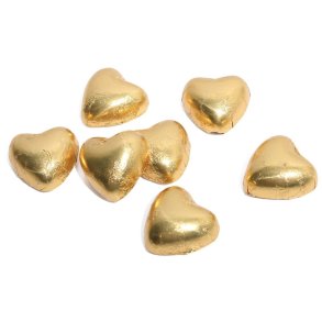 Fl�dechokolade hjerte, fl�defyldning i guld folie