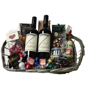 Blandet julekurv med vin