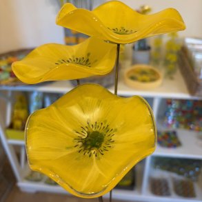 Glas blomst p� pind, gul