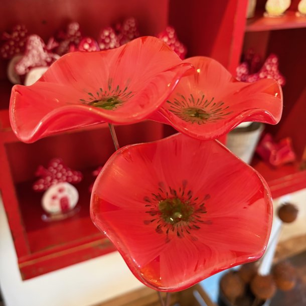 Glas blomst p� pind, r�d