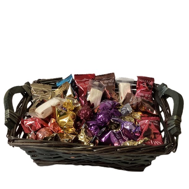 Gavekurv med chokolade kugler fra Cocoture 