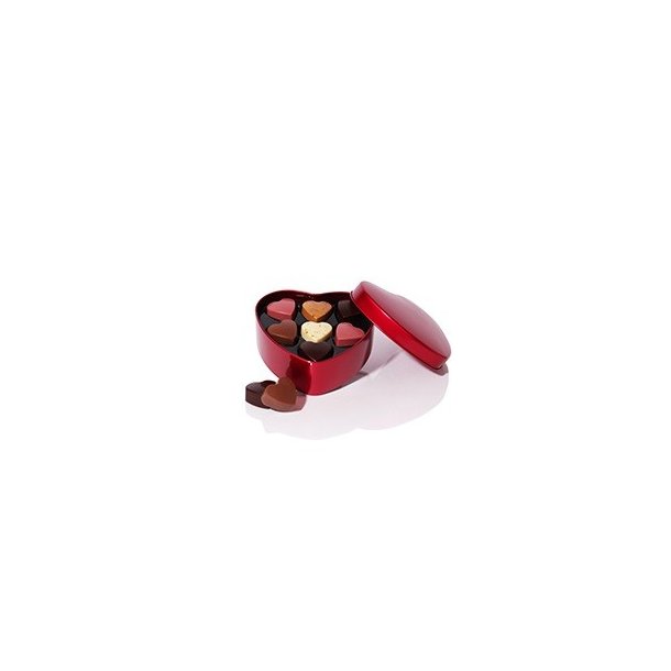 Fyldte chokolade I rd Cocoture metal hjerte
