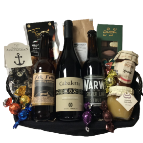 Gavekurv med vin og l