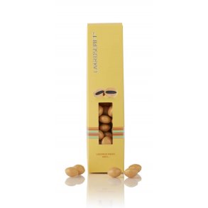 Lakridseriet Geneva salmiakpastil med karamelchokolade.