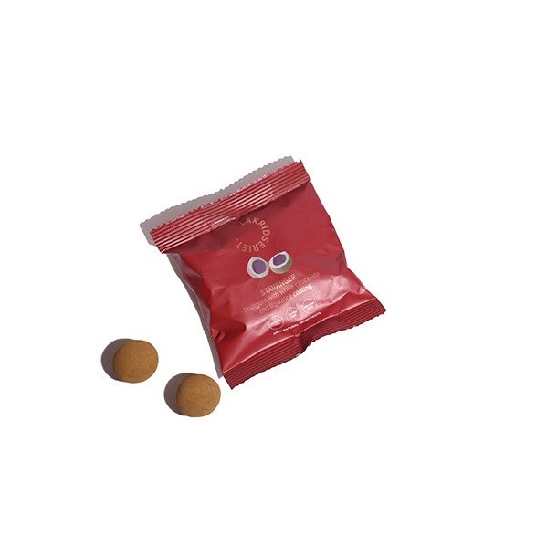 Lakridseriet Stavanger Skovbr overtrukket med hvid chokolade og lakridspulver 