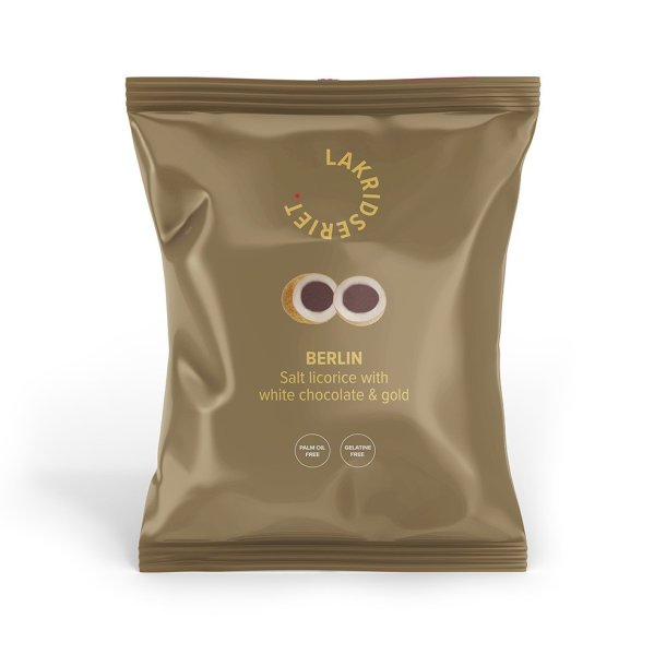Lakridseriet stor pose Berlin salt lakrids med hvid chokolade og guld