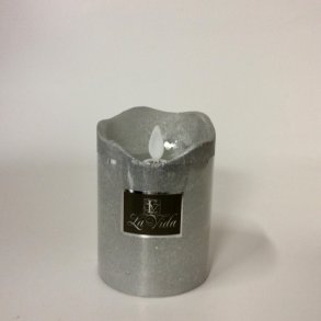 LED stearinlys m. timer i slv, med bevgelig flamme, 11 cm.