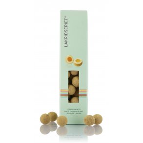 Lakridseriet Rio Lime vingummi m. hvid chokolade drysset med lakridspulver