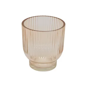 Fyrfadsstage i champagne farvet glas 