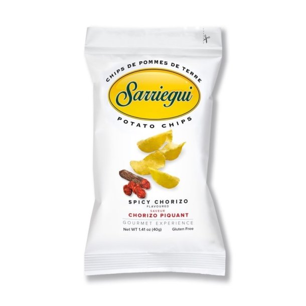 Sarriegui Chips i hvide poser 40g Spicy Chorizo Chips