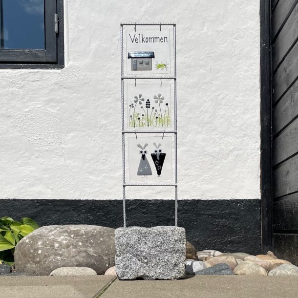 Rionet: 3 plader - sort, model 002 Tekst skrevet med hvid