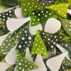 Glas svampe til ophng, grnne farver, 5 stk. 