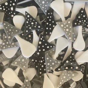 Glas svampe til ophng, sorte/gr farver, 5 stk.