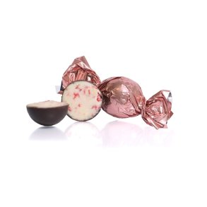 Terracotra fyldte Cocoture chokoladekugler M�rk chokolade med sure jordb�r og lime