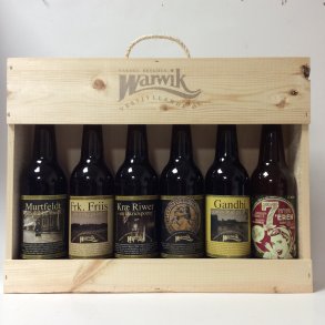 Gaveske i tr fra Warvik bryghus med 6 stk l