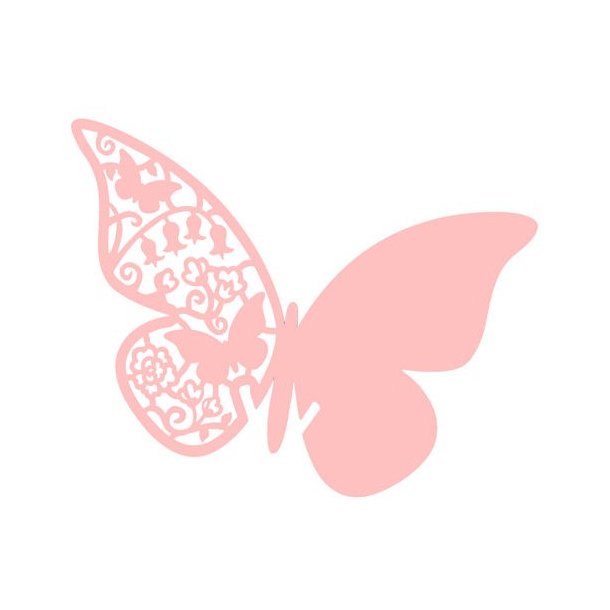 Bordkort sommerfugl rosa 10stk