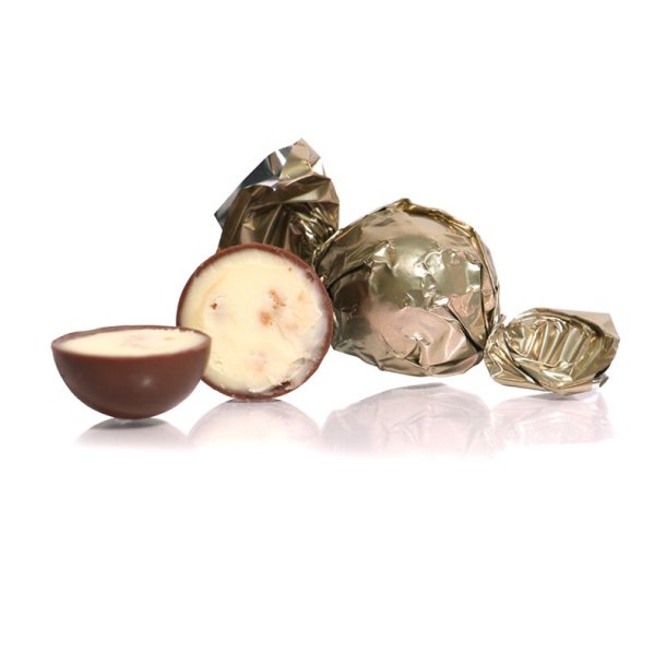 Champagne fyldt Cocoture chokoladekugle fl�dechokolade med "kanel" cookie