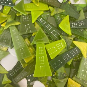 Glashuse til ophng i grnne farver, 5 stk.