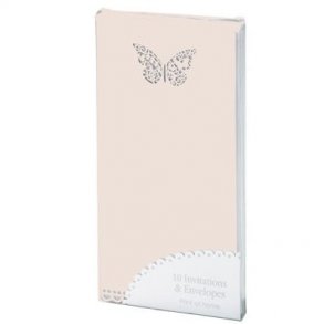 Menu el. invitationskort m. sommerfugl elfenben 10 stk.